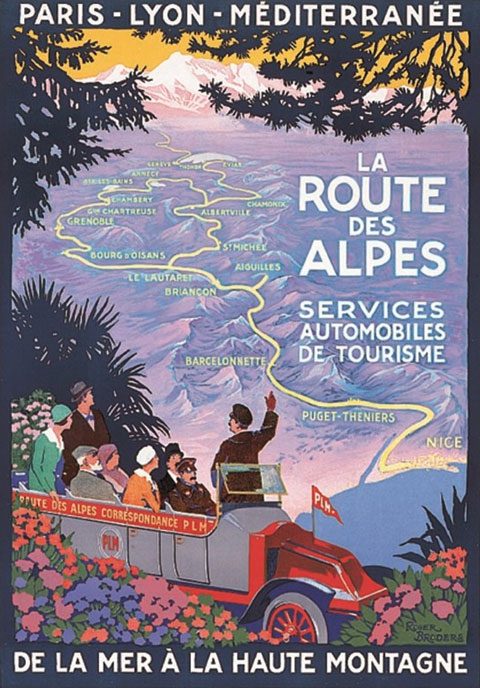 Affiche publicitaire PLM au col de Vars pour la Route des Alpes